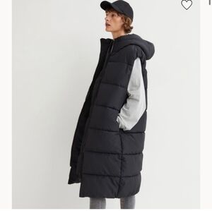 H&M long hooded puffer vest